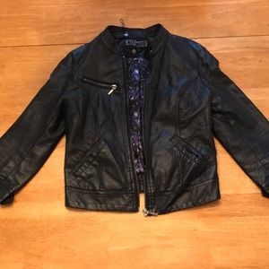 3/4 Sleeve Black Leather Jacket